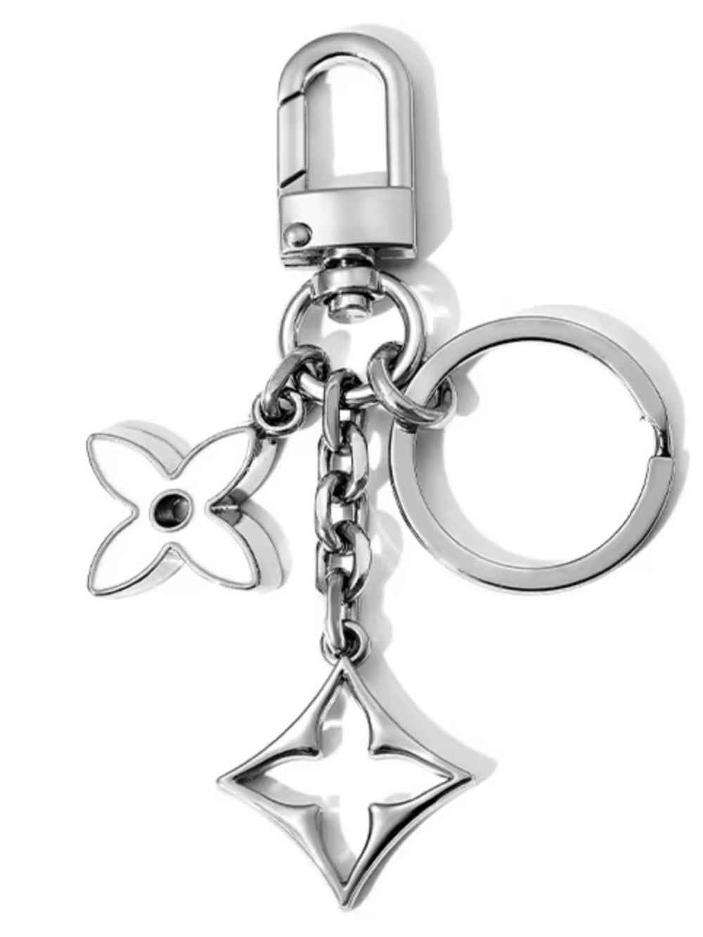 Silver Floral Charm Keychain - Women Accessories